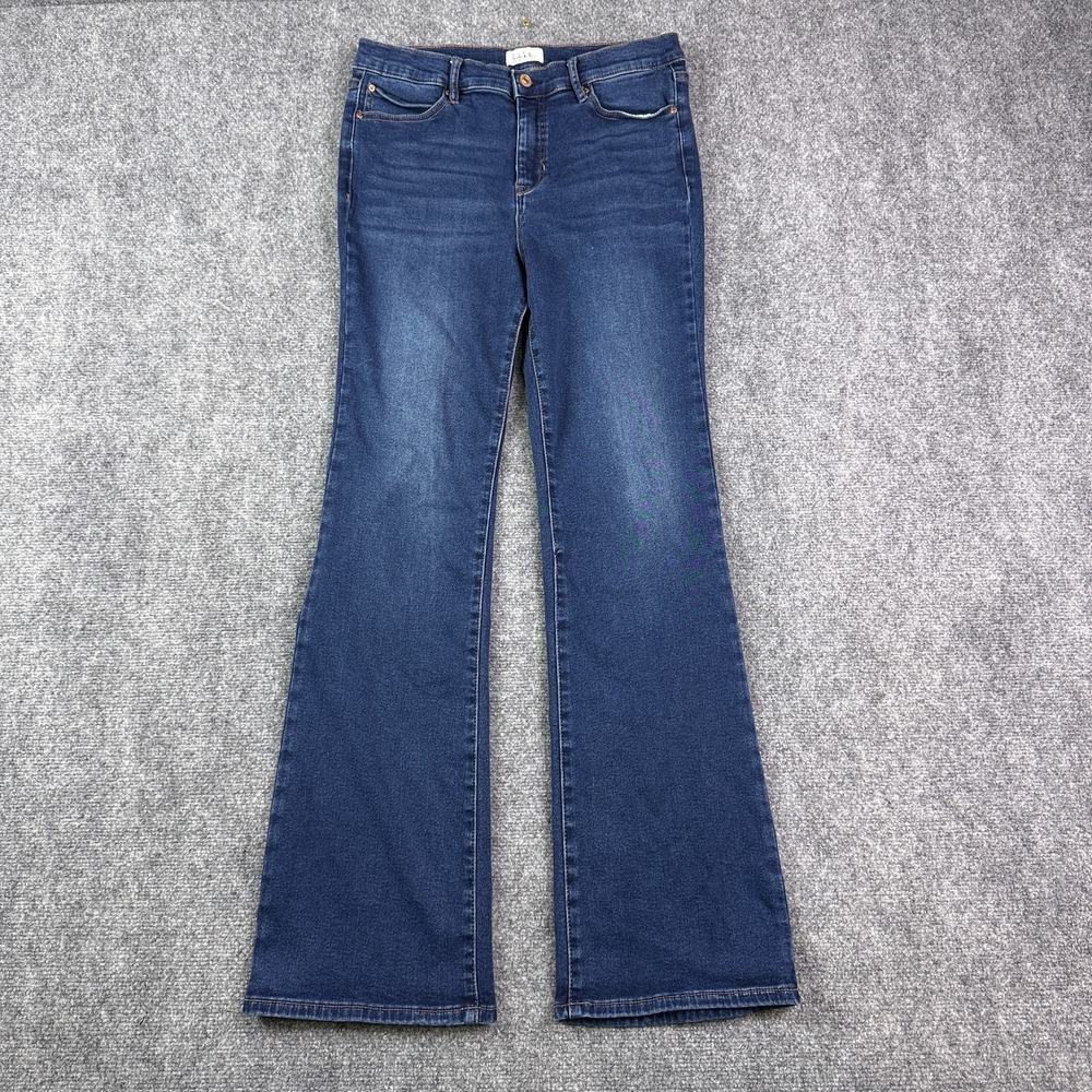 Nicole Miller Womens Bootcut Jeans Size 12 High Rise Dark Wash Stretch Denim